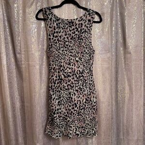 Free People Marigold Black Cheetah Print Stretch Mini Dress Small NWOT